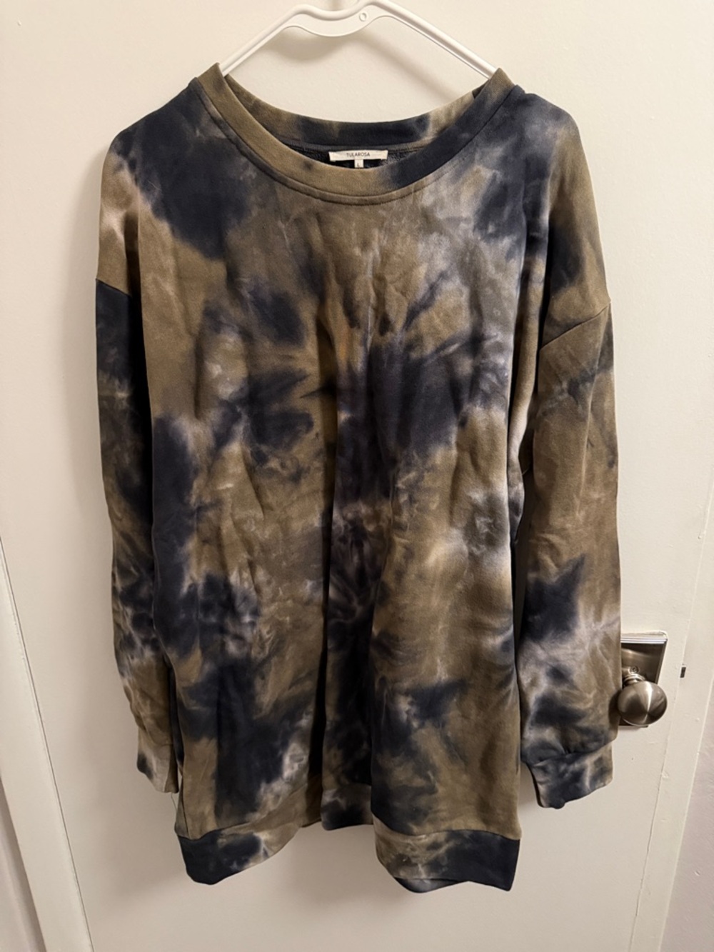 Tularosa Olive & Navy Tie-Dye Long Sleeve Dress